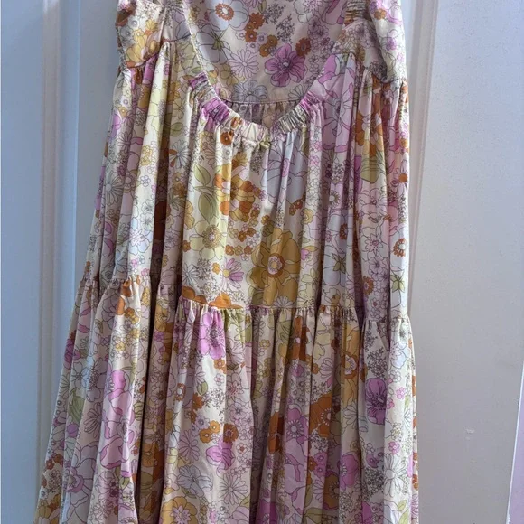 Free People Floral Print Dress with Pink and Orange Accents - Picture 2 of 3